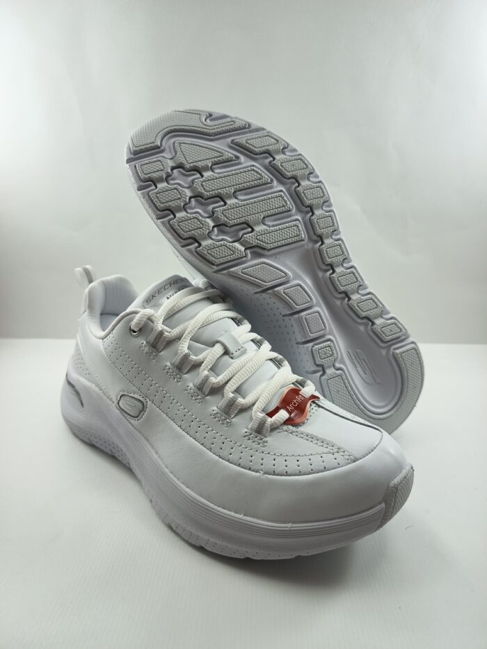 Semi-sport de piel blanca con cierre de cordon, Skechers mod. 150061 - Imagen 4