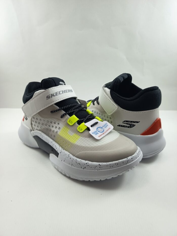Semi-sport de piel blanco con cierre de velcro, Skechers mod. 406068 - Imagen 2