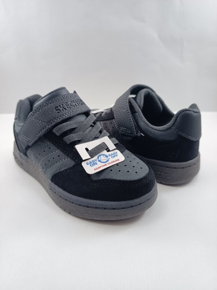 Semi-sport de piel negra con cierre de velcro, Skechers mod. 418023 - Imagen 2