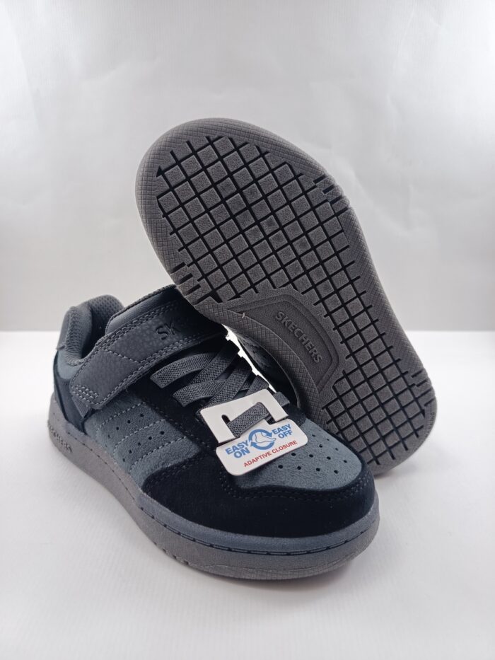 Semi-sport de piel negra con cierre de velcro, Skechers mod. 418023 - Imagen 3