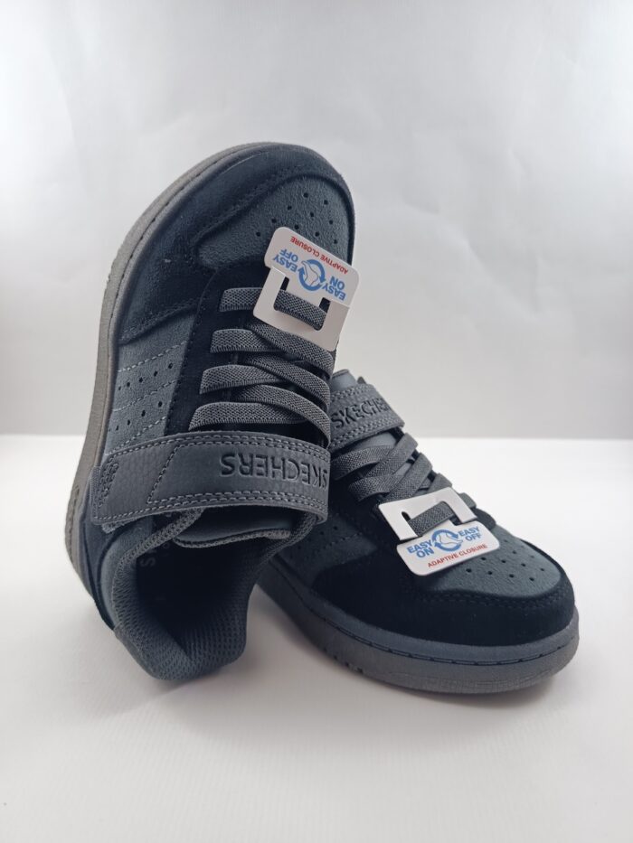 Semi-sport de piel negra con cierre de velcro, Skechers mod. 418023 - Imagen 4