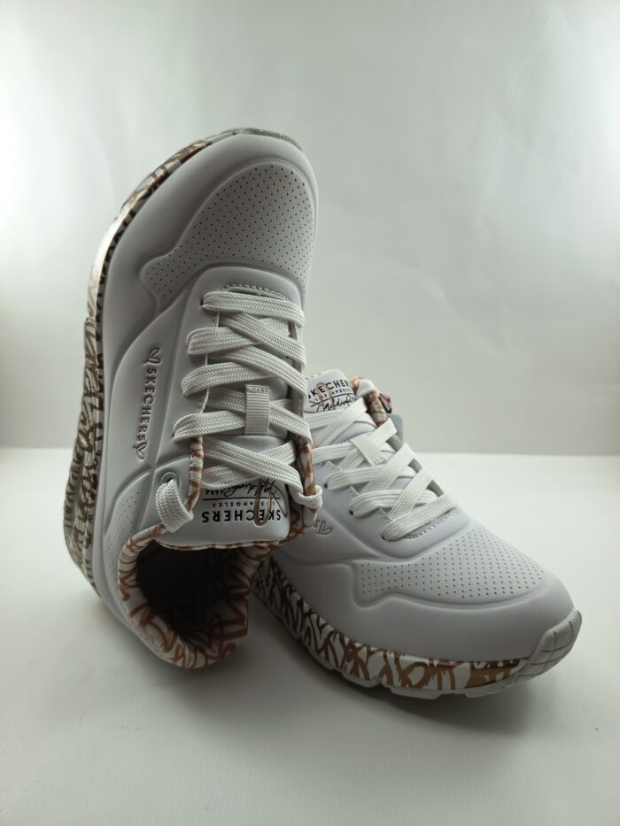 Semi-sport de piel blanca con cierre de cordon, Skechers mod. 155506