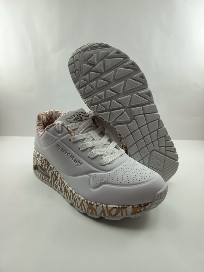 Semi-sport de piel blanca con cierre de cordon, Skechers mod. 155506 - Imagen 4