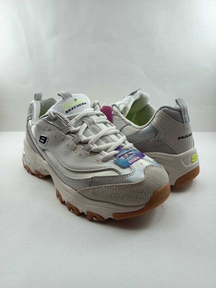 Semi-sport de piel blanca con cierre de cordon, Skechers mod. 150556 - Imagen 3