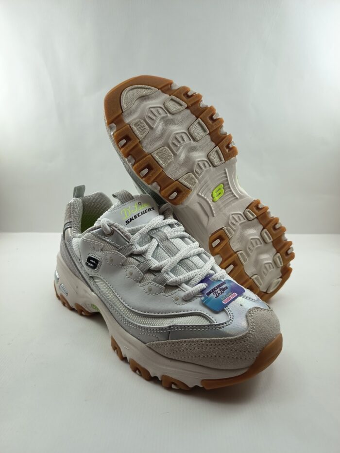 Semi-sport de piel blanca con cierre de cordon, Skechers mod. 150556 - Imagen 4