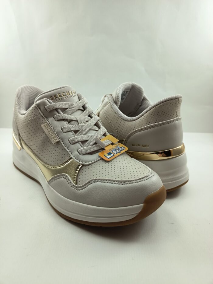Semi-sport de piel crema sin cierres, modelo sliping, Skechers mod. 177343 - Imagen 3
