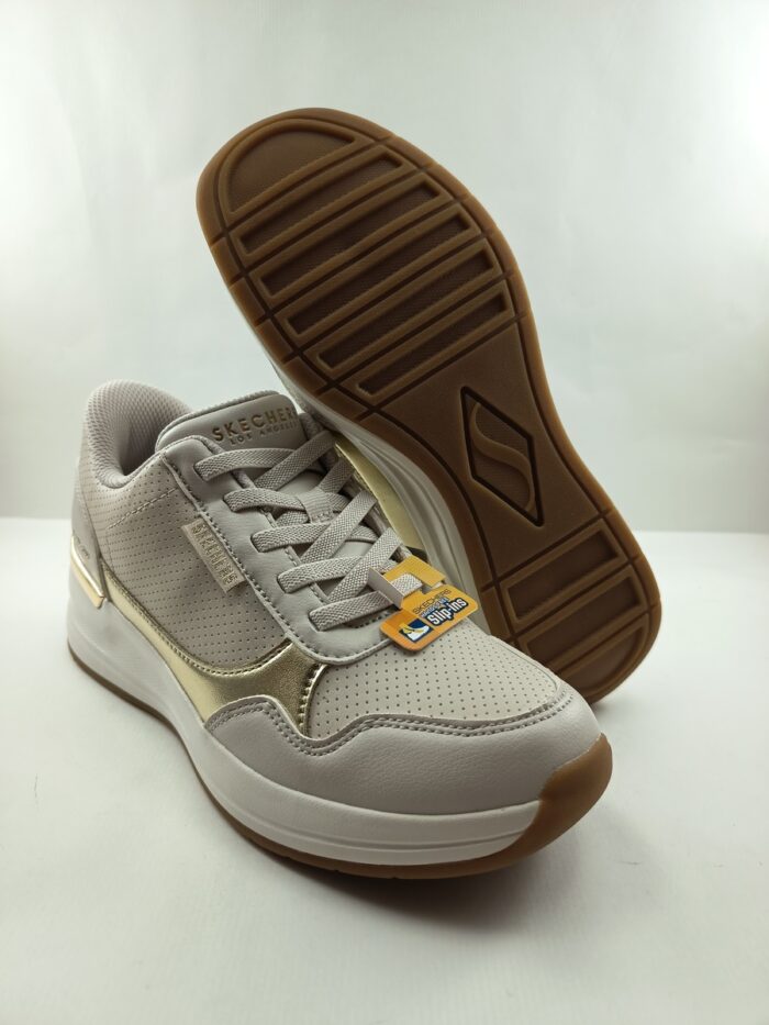 Semi-sport de piel crema sin cierres, modelo sliping, Skechers mod. 177343 - Imagen 4