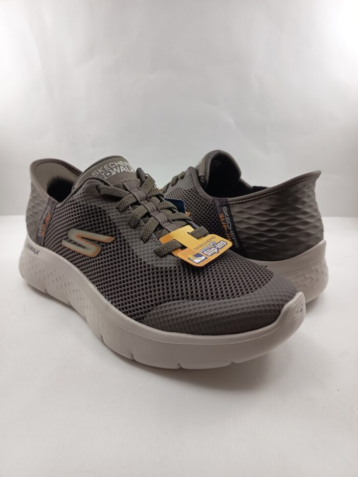 Semi-sport sintetico marron sin cierres, modelo sliping, Skechers mod. 216324 - Imagen 3