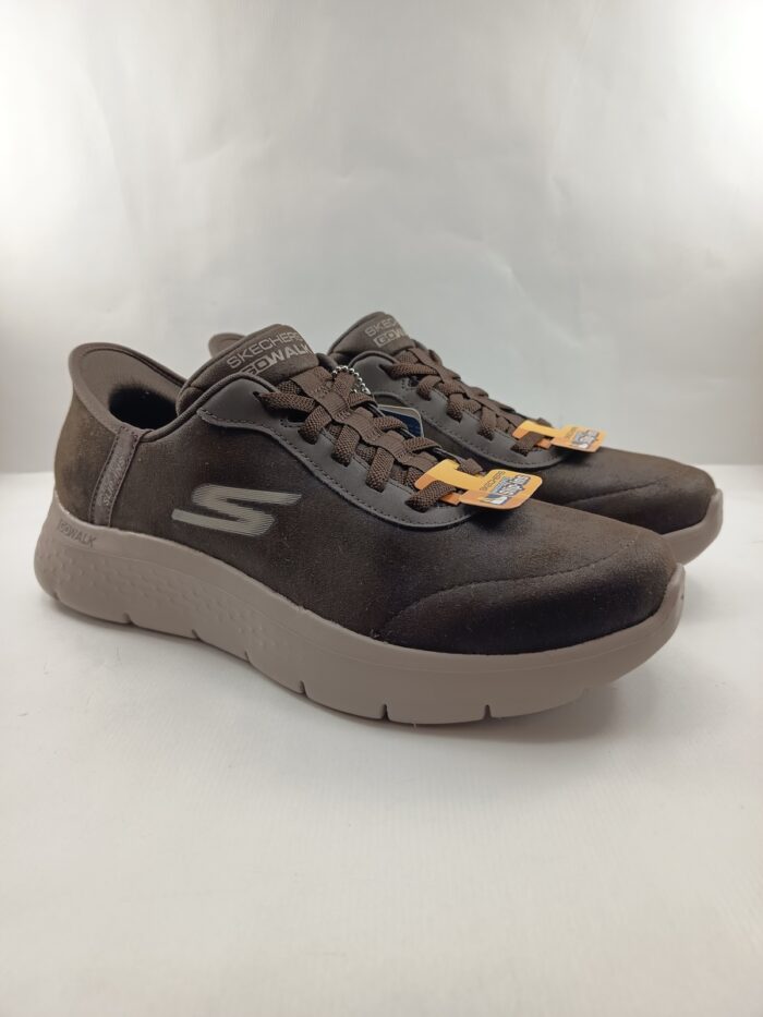 Semi-sport sintetico marron sin cierres, modelo sliping, Skechers mod. 216326 - Imagen 2