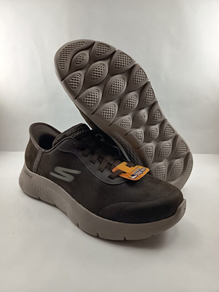 Semi-sport sintetico marron sin cierres, modelo sliping, Skechers mod. 216326 - Imagen 4