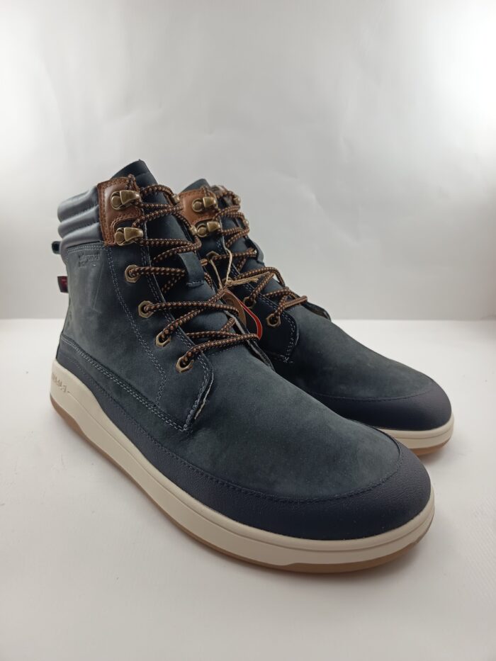 Bota de piel gris con cierre de cordon, modelo barefoot, Waals mod. WAA135
