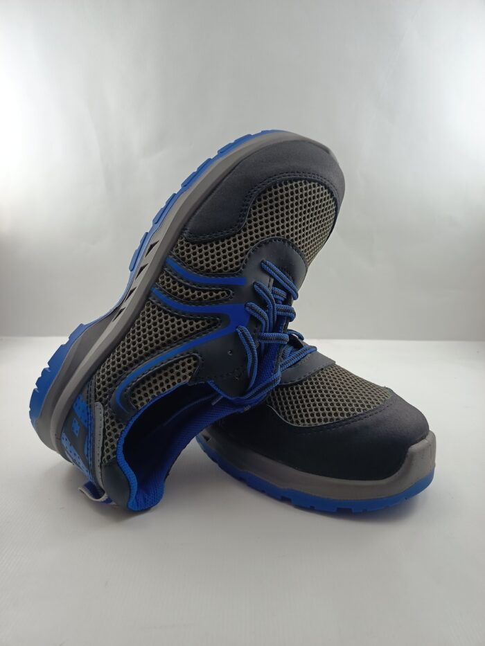 Zapato de seguridad gris y azul con cierre de cordon, Fal seguridad mod. Thor03