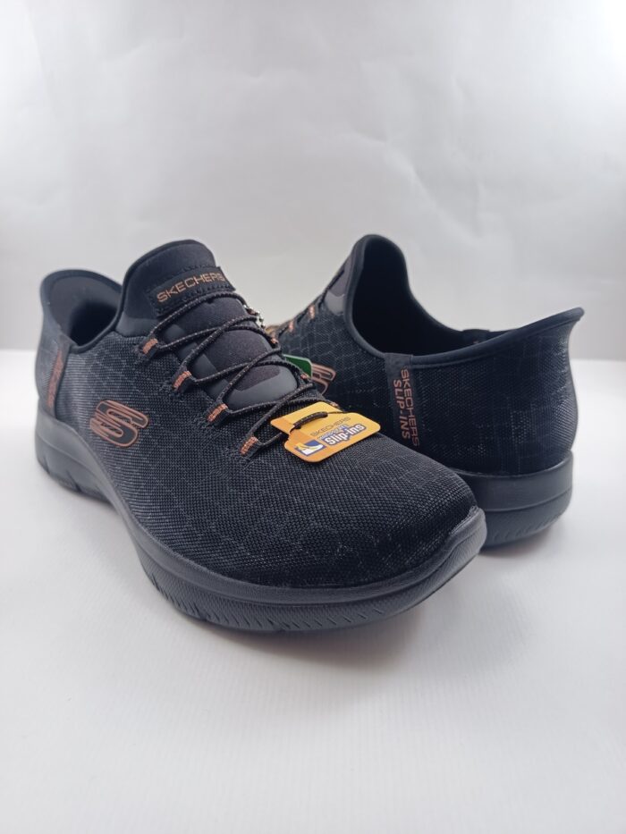 Semi-sport sintetico negro sin cierres slip-ing, Skechers mod. 150128 - Imagen 2