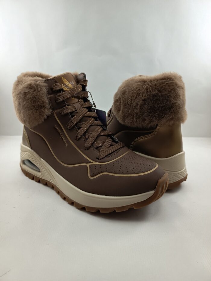 Bota de piel marron con cierre de cordon, Skechers mod. 167993 - Imagen 2