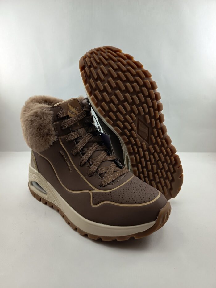 Bota de piel marron con cierre de cordon, Skechers mod. 167993 - Imagen 3