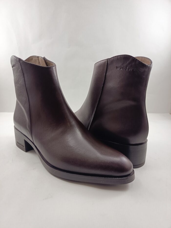 Bota de piel marron con cierre de cremallera, Wonders mod. D-1801 - Imagen 3
