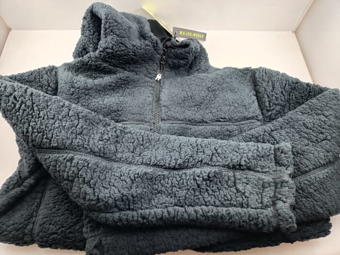 Chaqueta sintetica negra con cierre de cremallera, Bcn mod. 7425050