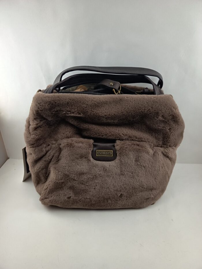 Bolso de piel camel con cierre de cremallera, Cuirots mod. 5034