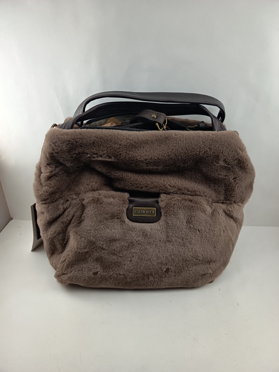 Bolso de piel camel con cierre de cremallera, Cuirots mod. 5034