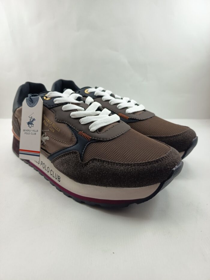 Semi-sport sintetico marron con cierre de cordon, Polo club mod. King power mix