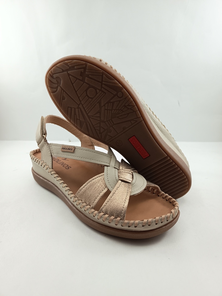 Sandalia de piel crema con cierre de velcro, Pikolinos mod. 1839C1 - Imagen 3