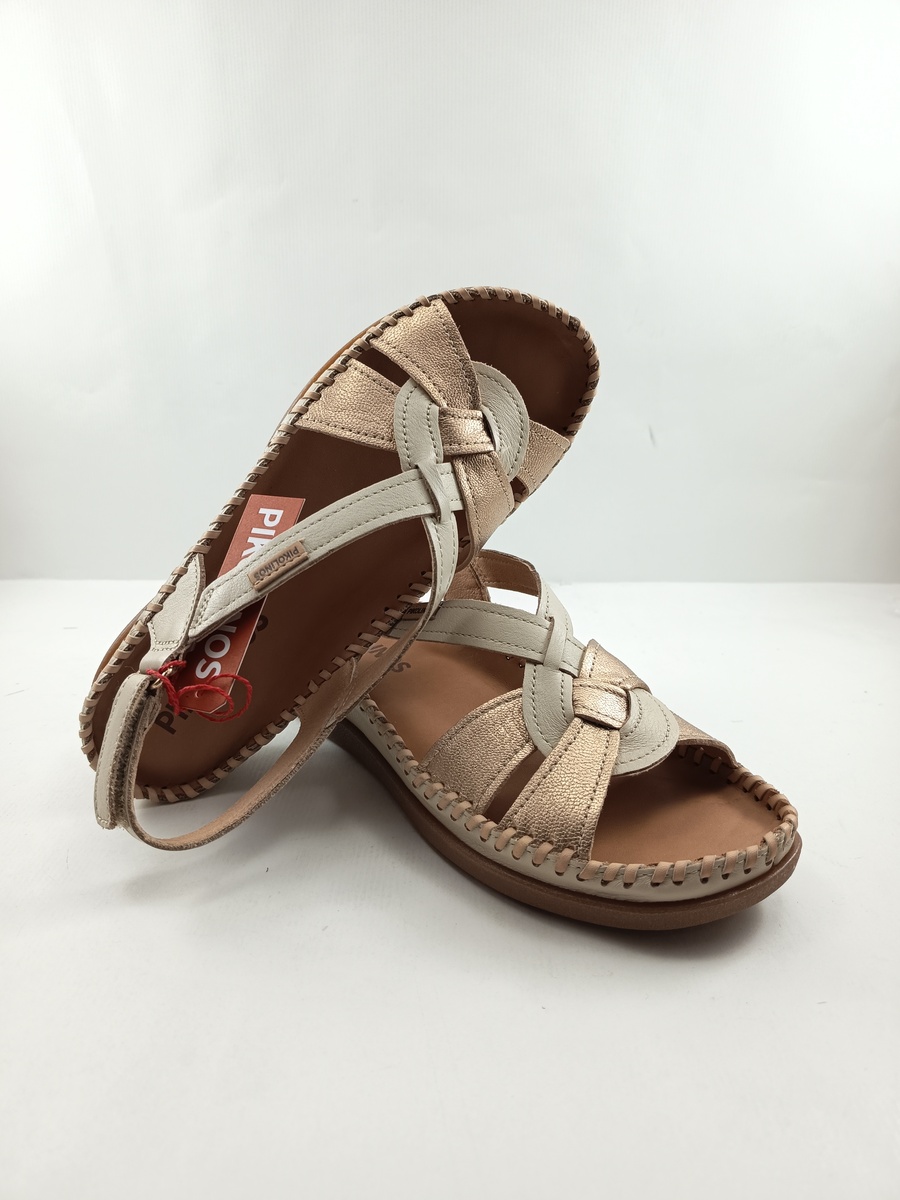 Sandalia de piel crema con cierre de velcro, Pikolinos mod. 1839C1 - Imagen 4