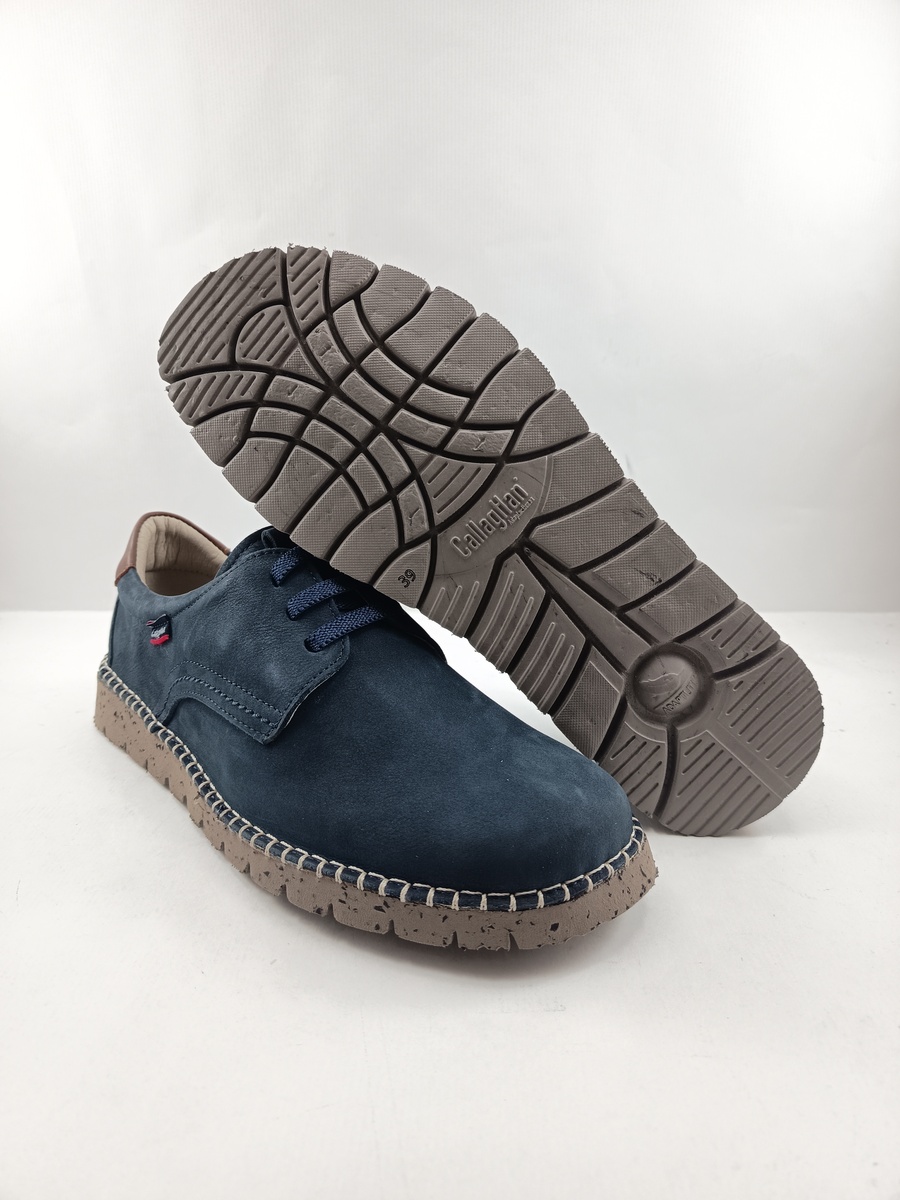 Zapato sport de nobuck azul con cierre de cordon, Callaghan mod. 65201 - Imagen 3