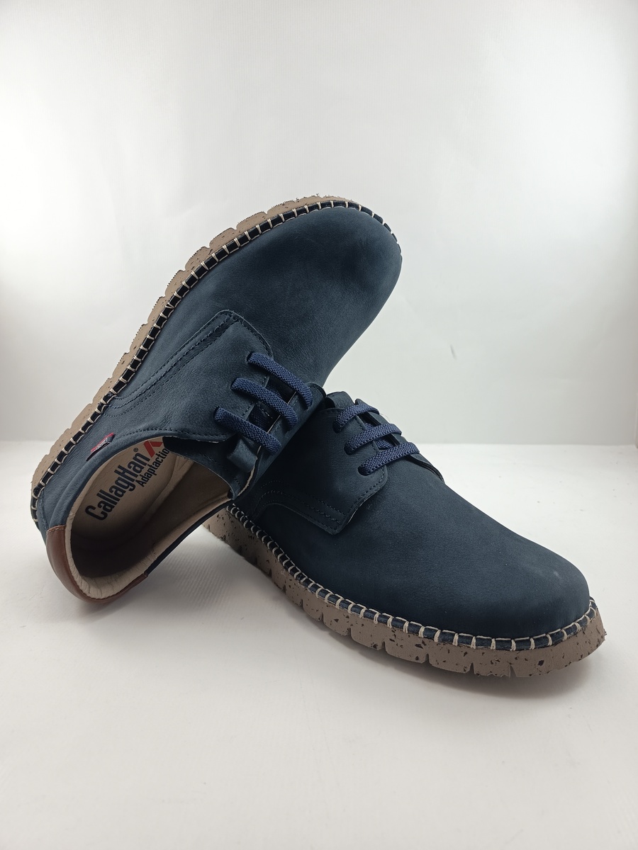 Zapato sport de nobuck azul con cierre de cordon, Callaghan mod. 65201 - Imagen 4