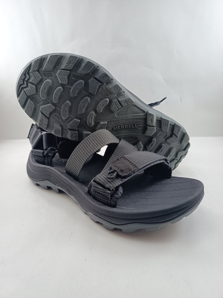 Sandalia sintetica negra con cierres de velcro, Merrell mod. J007083 - Imagen 3