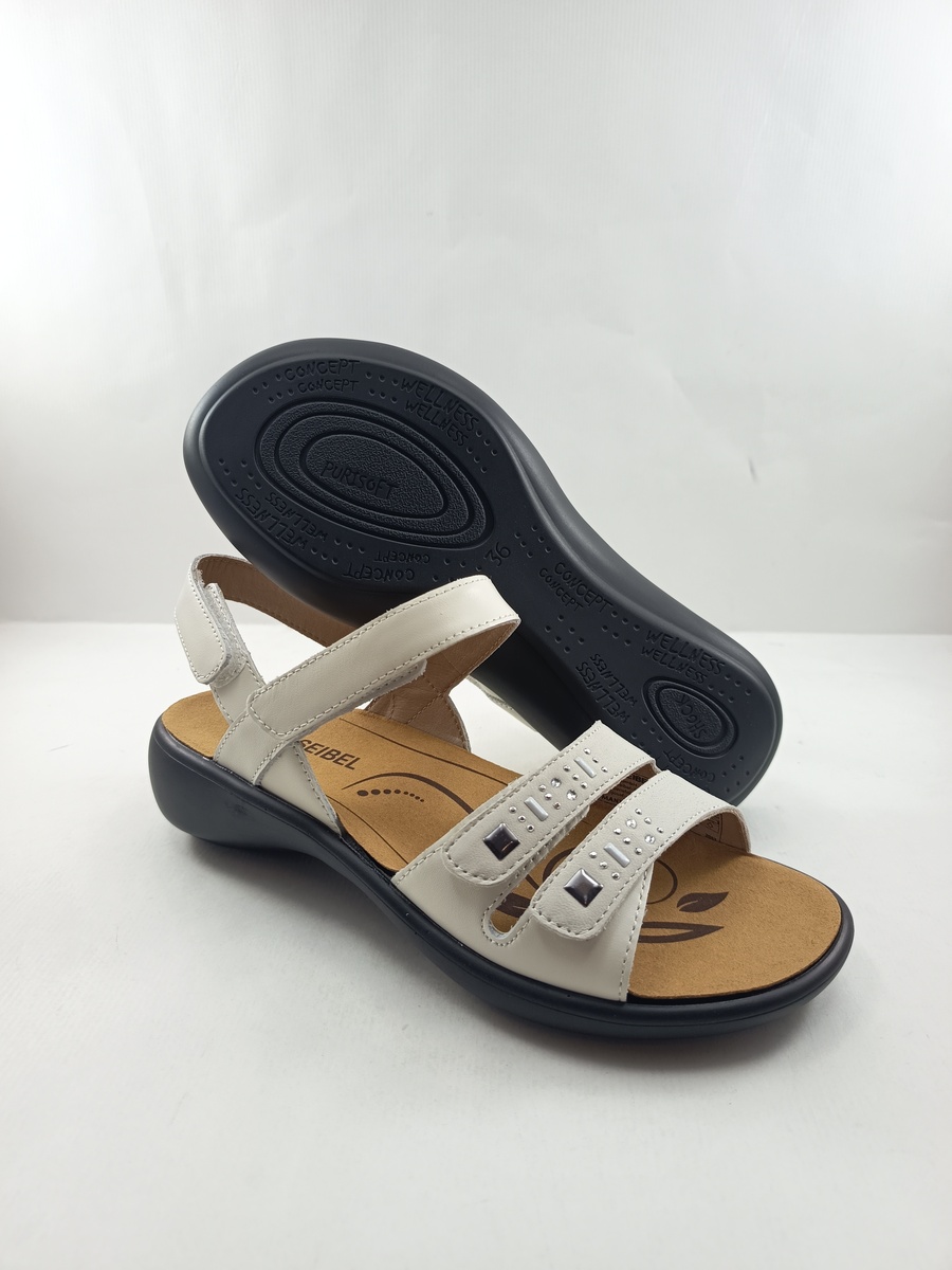 Sandalia de piel blanca con cierre de velcros, Josef Seibel mod. 86786 - Imagen 3